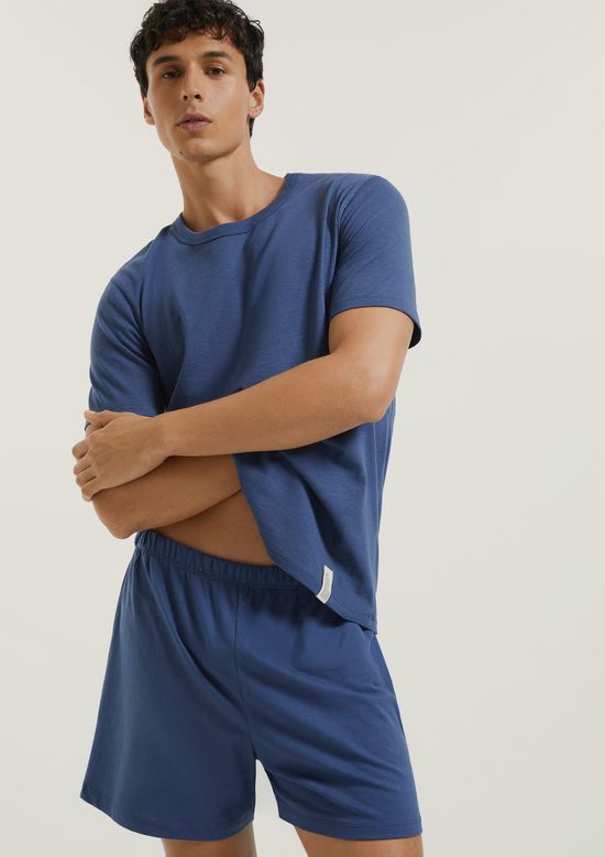 Foto do produto: Pijama Curto Masculino Em Malha Flamê - Azul