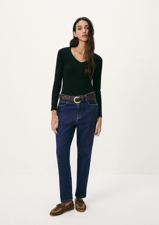 Foto do produto: Blusa Básica Feminina Manga Longa Slim Decote V - Preto