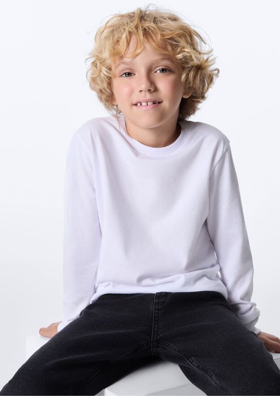 Foto do produto: Camiseta Básica Infantil Menino Manga Longa - Branco