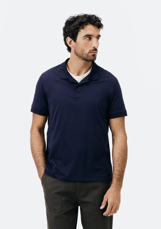 Foto do produto: Camisa Polo Básica Masculina Manga Curta Pima - Azul