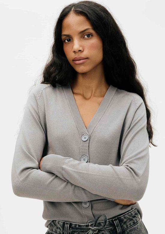 Foto do produto: Cardigan Feminino Em Tricô - Cinza