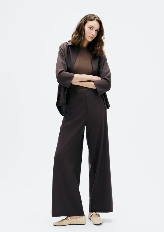 Foto do produto: Calça Feminina Reta Cintura Alta Com Linho - Cinza