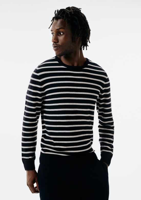 Foto do produto: Blusão Básico Masculino Listrado Em Tricô - Preto