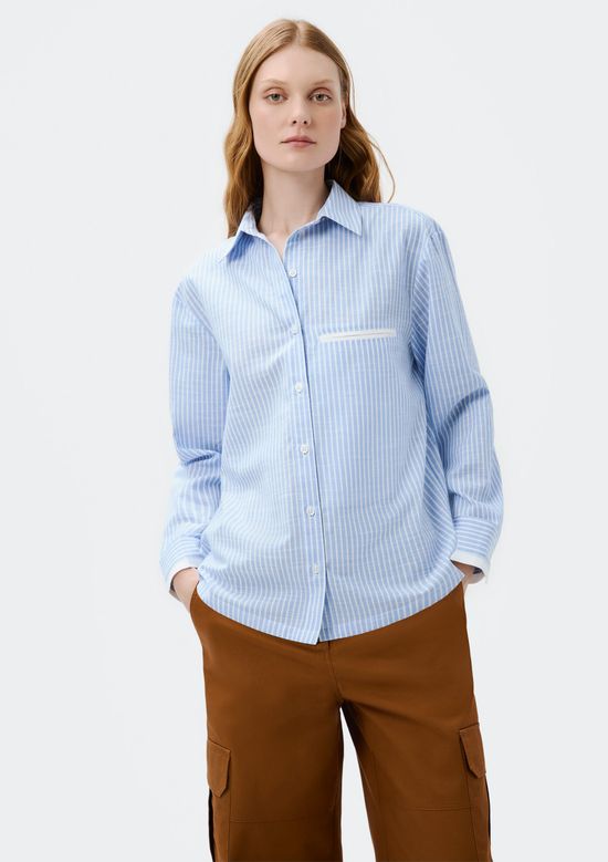 Foto do produto: Camisa Feminina Manga Longa Fio Tinto - Azul