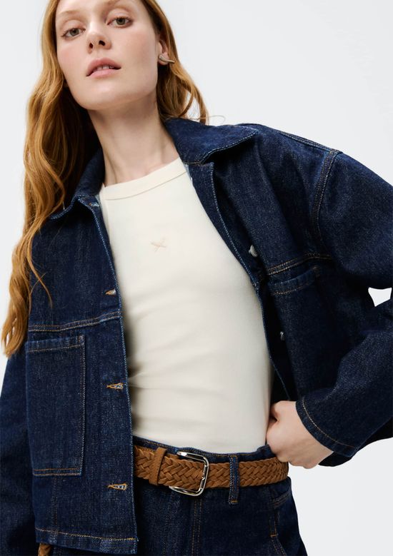 Foto do produto: Jaqueta Jeans Feminina Com Pregas - Azul