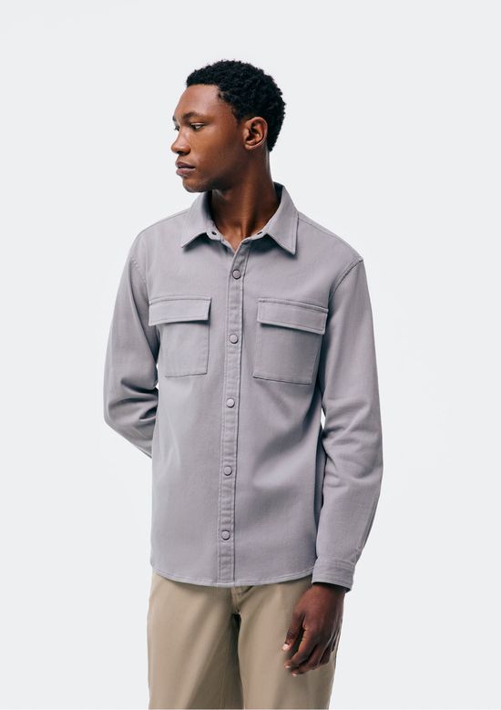 Foto do produto: Camisa Masculina Manga Longa Em Sarja - Cinza
