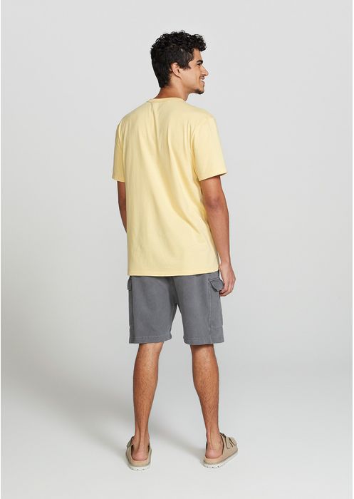 Camiseta Masculina Regular Com Bordado - Amarelo