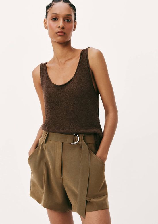 Foto do produto: Shorts Feminino Em Peach Touch Com Cinto - Verde