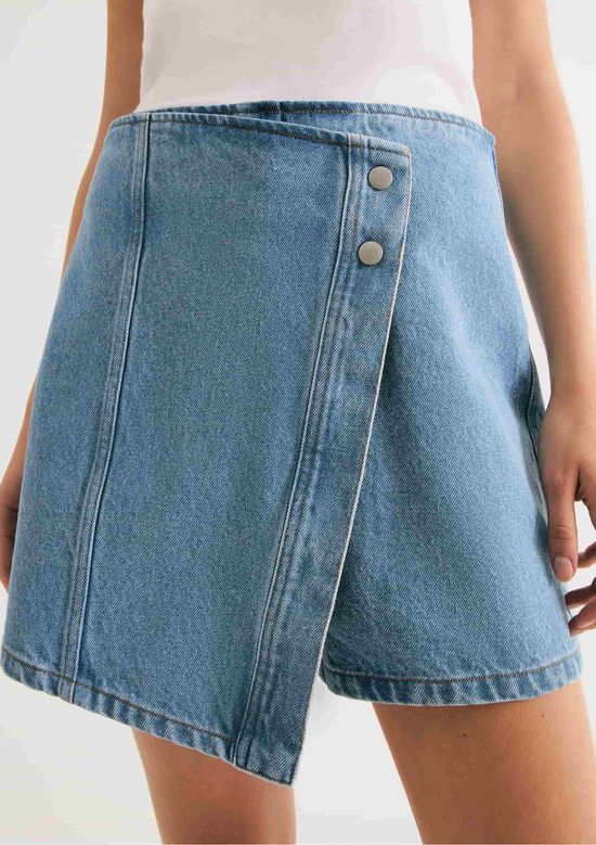 Foto do produto: Shorts Saia Jeans Cintura Média - Azul
