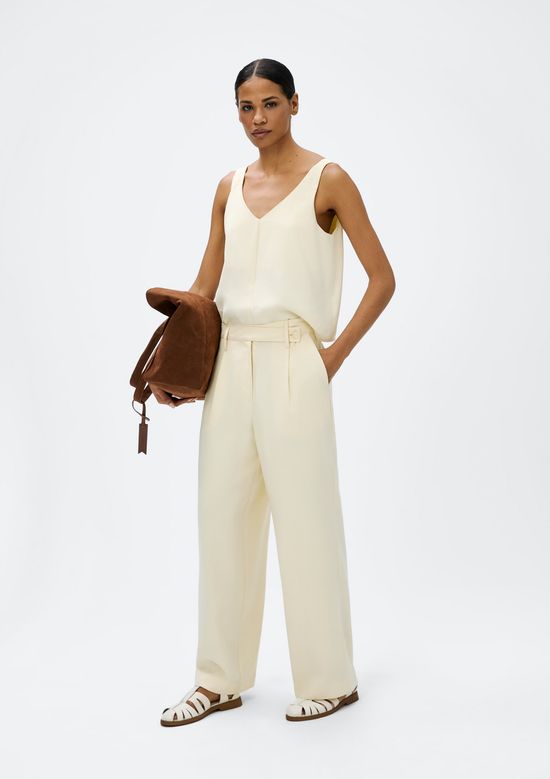 Foto do produto: Calça Feminina Reta Cintura Alta Peach Touch - Creme