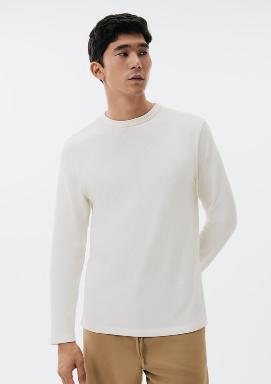 Foto do produto: Camiseta Masculina Manga Longa Em Algodão Peruano - Off white