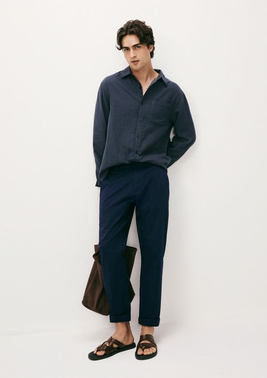 Foto do produto: Calça Masculina Slim Em Sarja Empapelada - Azul