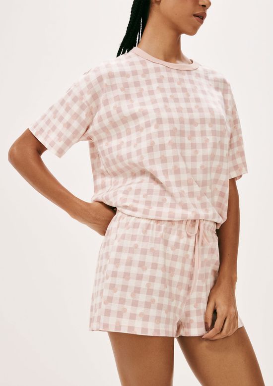 Foto do produto: Pijama Curto Feminino Estampado Oversized - Rosa