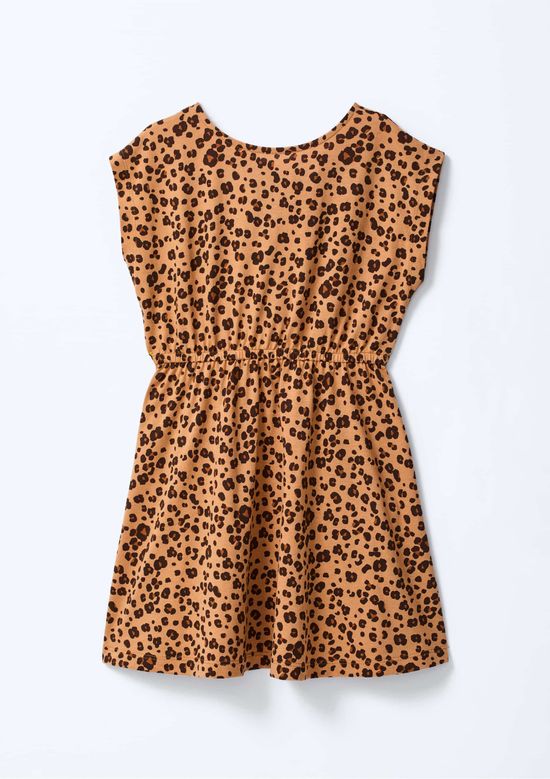 Foto do produto: Vestido Curto Infantil Em Algodão Estampado - Bege