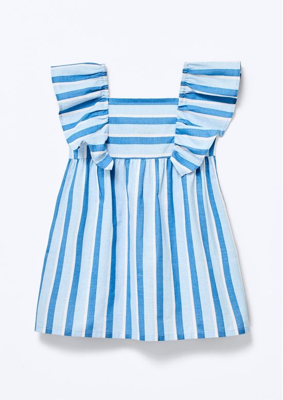 Foto do produto: Vestido Infantil Menina Toddler  Fio Tinto Com Linho - Azul