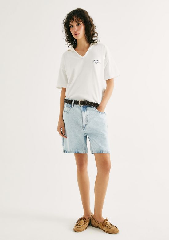 Foto do produto: Bermuda Jeans Feminina Cintura Média - Azul