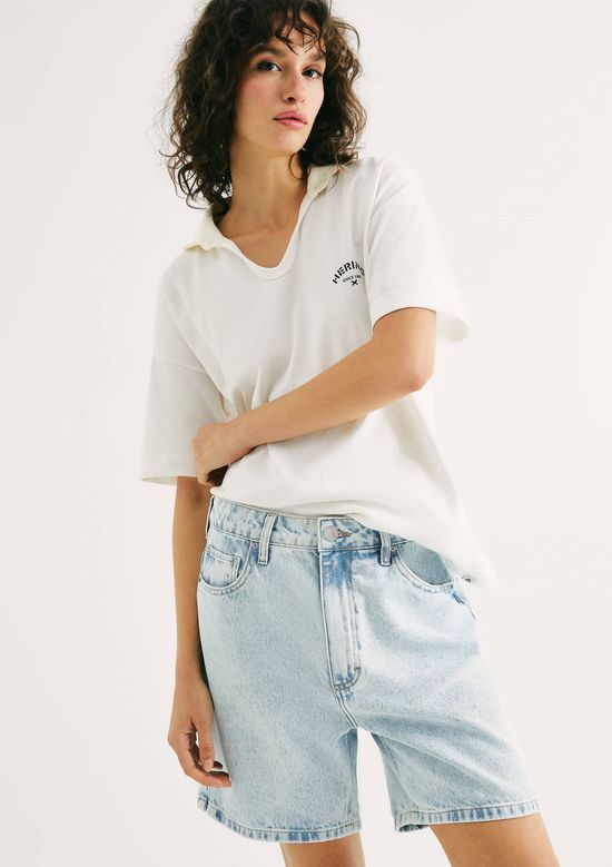 Foto do produto: Bermuda Jeans Feminina Cintura Média - Azul