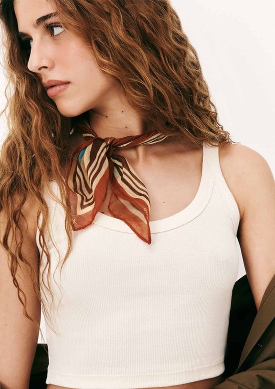 Foto do produto: Regata Básica Feminina Cropped Em Ribana Canelada - Creme