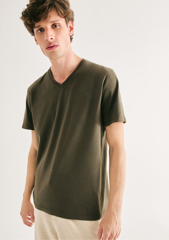 Foto do produto: Camiseta Básica Masculina Manga Curta Gola V World - Verde