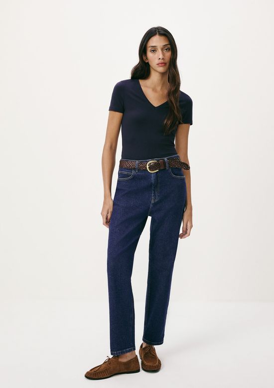 Foto do produto: Blusa Básica Feminina Slim Decote V - Azul