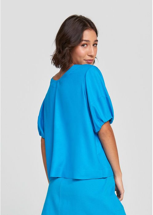Blusa Feminina Evasê Com Decote V - Azul