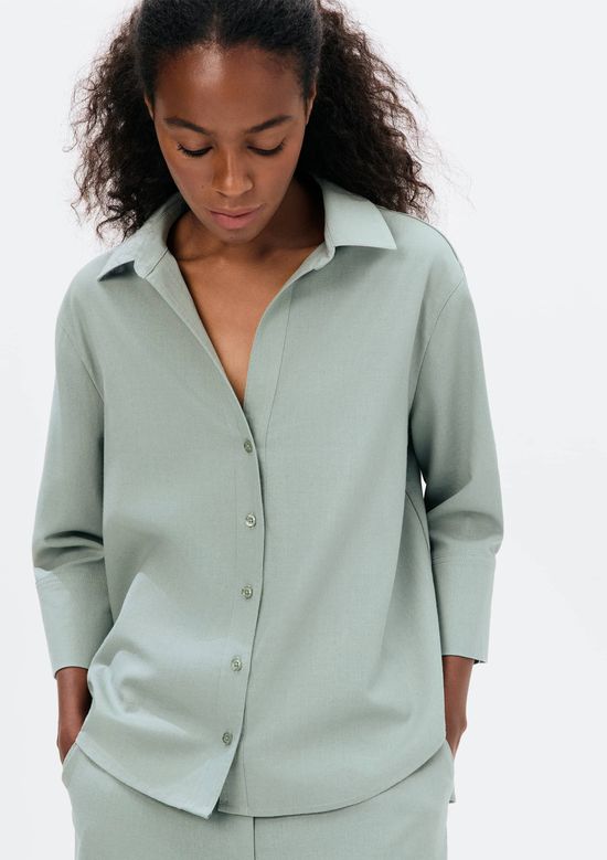 Foto do produto: Camisa Feminina Manga 7/8 Com Linho - Verde