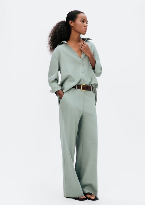 Foto do produto: Camisa Feminina Manga 7/8 Com Linho - Verde