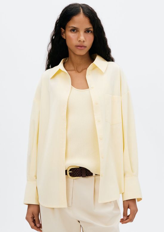 Foto do produto: Camisa Feminina Manga Longa Com Bolso - Amarelo