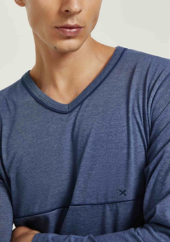 Foto do produto: Pijama Masculino Longo Com Decote V - Azul