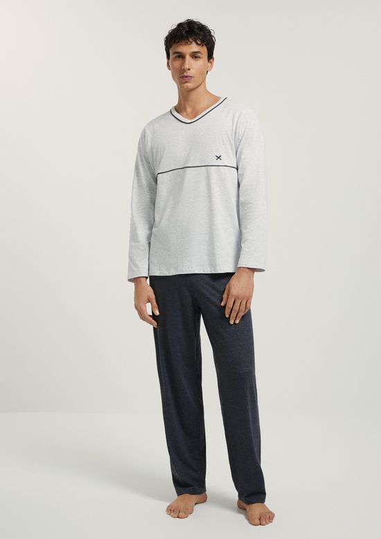 Foto do produto: Pijama Masculino Longo Com Decote V - Cinza