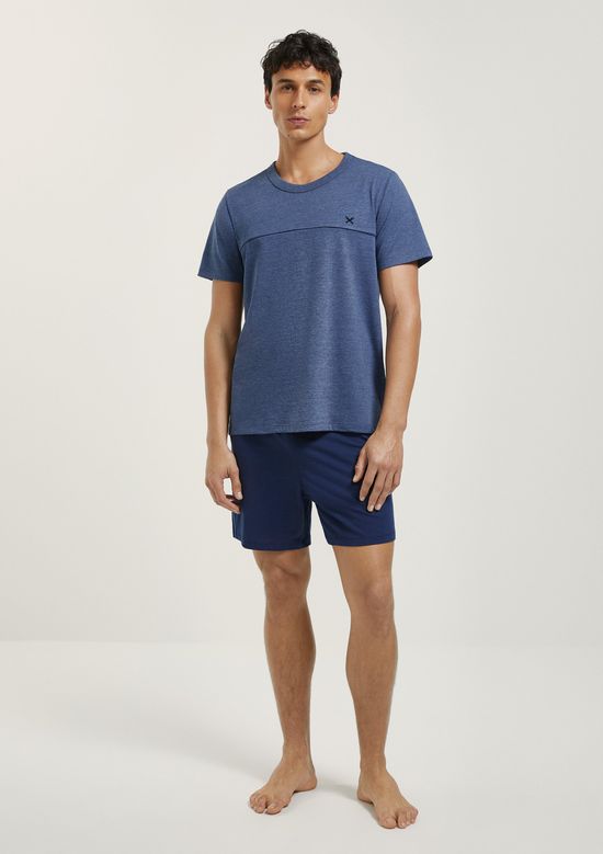 Foto do produto: Pijama Curto Masculino Em Algodão - Azul