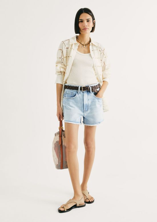 Foto do produto: Shorts Jeans Feminino Reto Curto - Azul