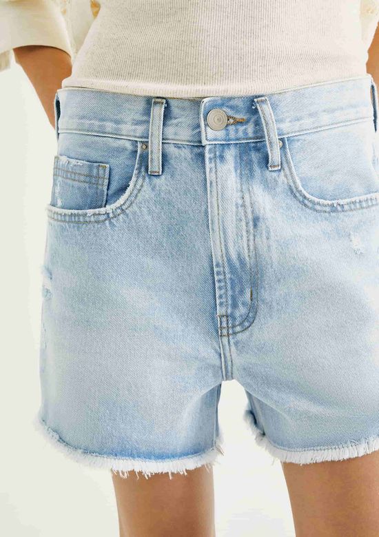 Foto do produto: Shorts Jeans Feminino Reto Curto - Azul