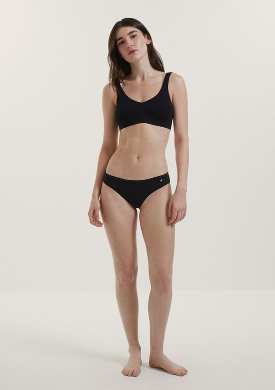 Foto do produto: Kit 5 Calcinhas Básicas Biquíni Em Algodão - Preto