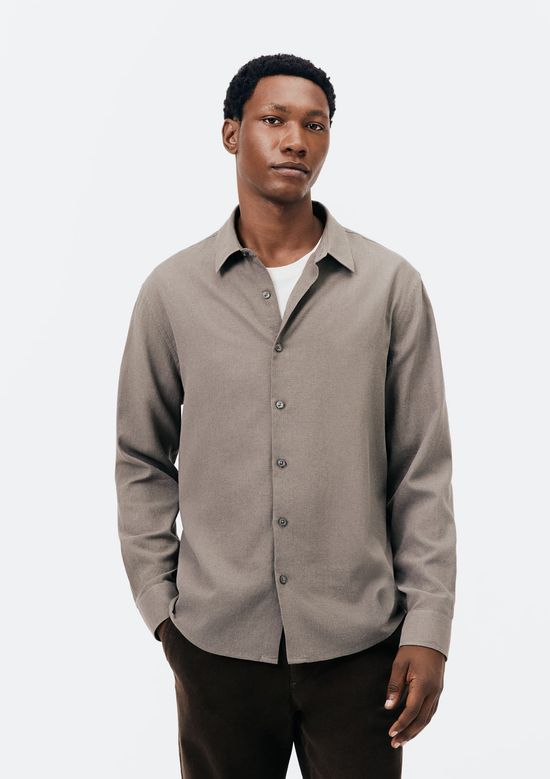 Foto do produto: Camisa Masculina Manga Longa Slim Com Linho - Cinza