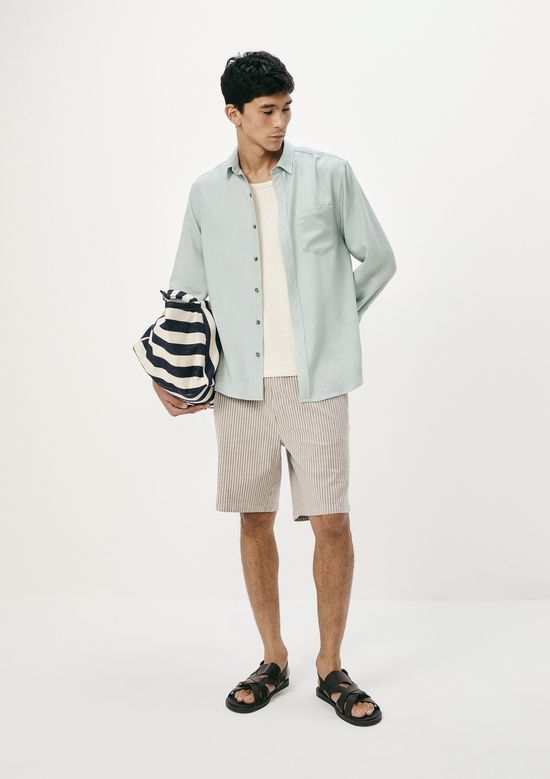 Foto do produto: Bermuda Masculina Fio Tinto Listrada - Azul