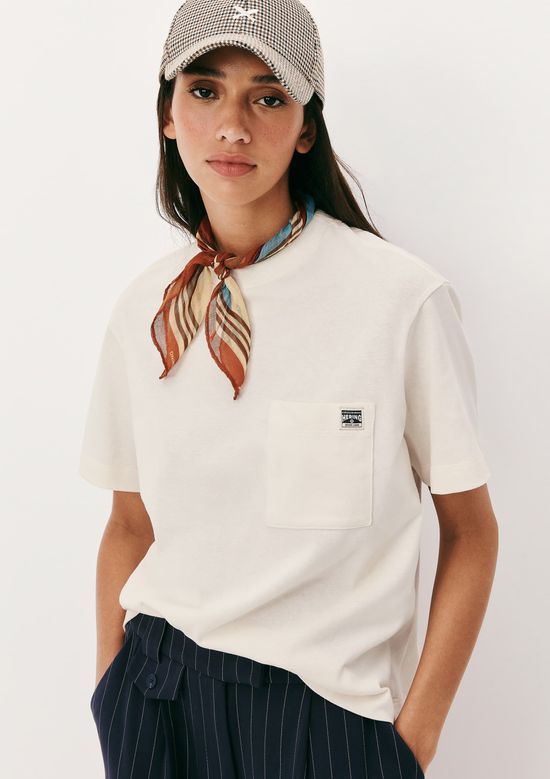 Foto do produto: Camiseta Feminina Boxy Manga Curta - Creme