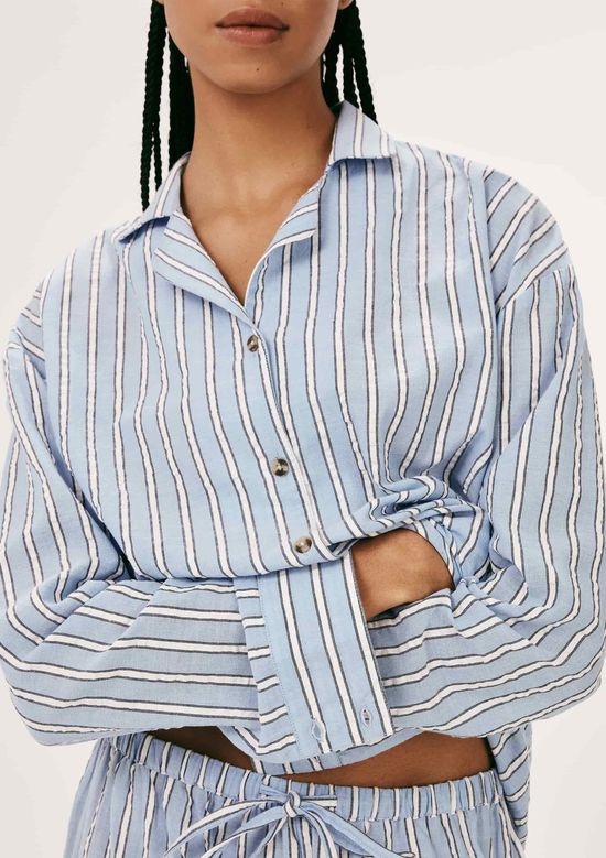 Foto do produto: Camisa Feminina Fio Tinto Anarruga Oversized - Azul
