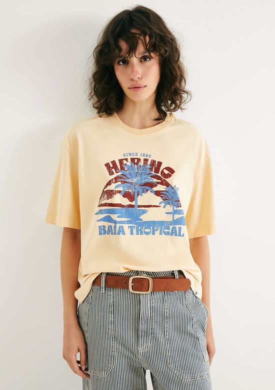 Foto do produto: Camiseta Feminina Manga Curta Oversized - Amarelo