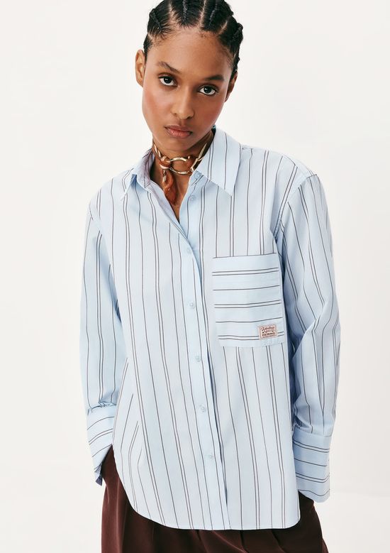 Foto do produto: Camisa Feminina Manga Longa Fio Tinto - Azul