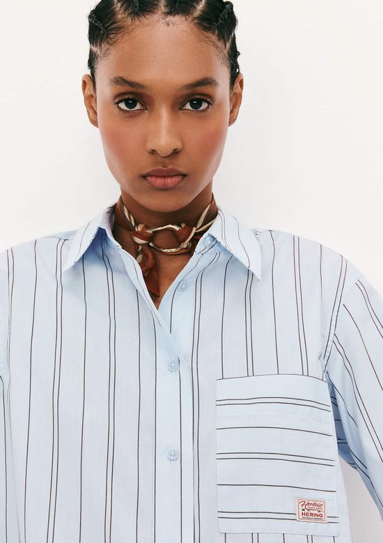 Foto do produto: Camisa Feminina Manga Longa Fio Tinto - Azul