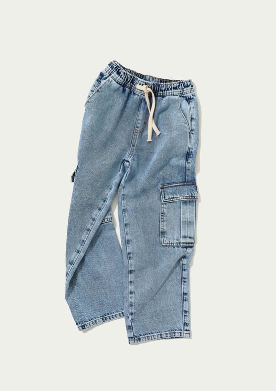 Foto do produto: Calça Infantil Menino Jeans Cargo - Azul