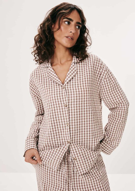 Foto do produto: Camisa Feminina Fio Tinto Anarruga Oversized - Marrom