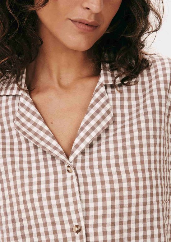 Foto do produto: Camisa Feminina Fio Tinto Anarruga Oversized - Marrom