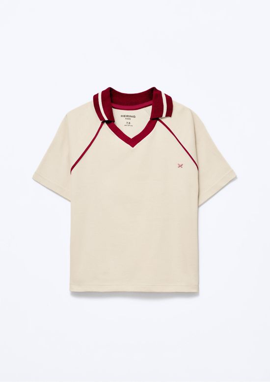 Foto do produto: Camisa Polo Infantil Menina Em Malha Binada - Creme