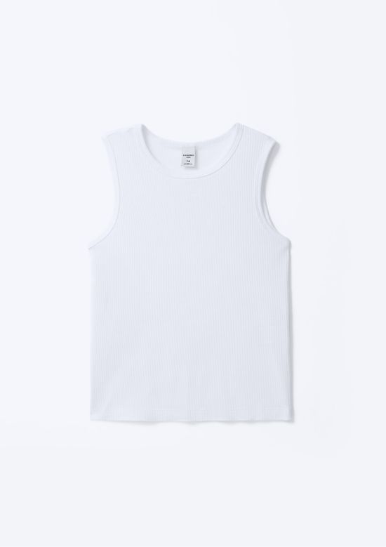 Foto do produto: Regata Infantil Menino Básica Canelada - Branco