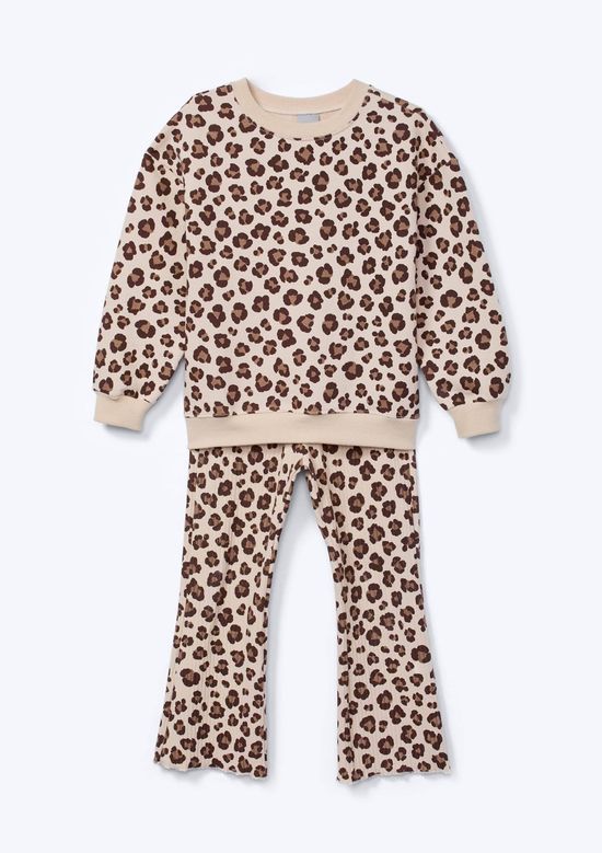 Foto do produto: Conjunto de Moletom Infantil Menina Toddler Estampado - Creme