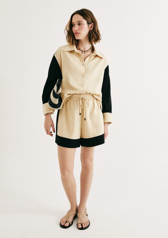 Foto do produto: Shorts Feminino Duo Color Com Linho - Amarelo