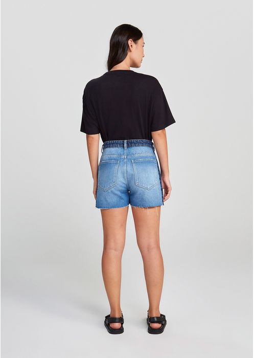 Shorts Jeans Feminino Reto Cintura Alta - Azul Claro