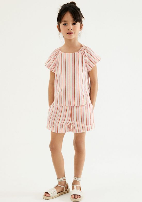 Foto do produto: Shorts Infantil Menina Fio Tinto Listrado - Rosa